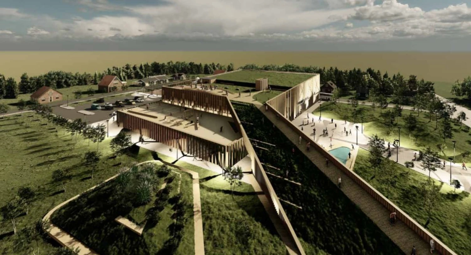 Projektų rengimo centro ir „Tikslios formos“ vizualizacijos.