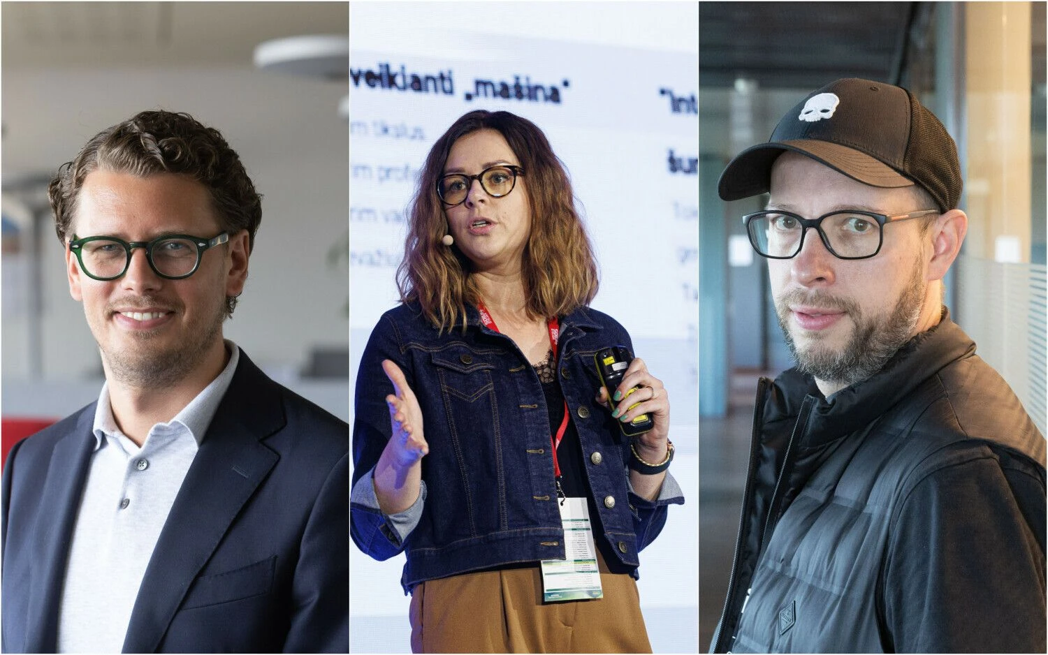 Marius Ivanauskas (kairėje), UAB „Telia Global Services Lithuania“ direktorius, Justina Telyčėnė, „Revolut Bank“ verslo ir personalo partnerė, Aurimas Zimnickas, gastrobarų „Plus plus plus“ tinklo įkūrėjas. VŽ koliažas