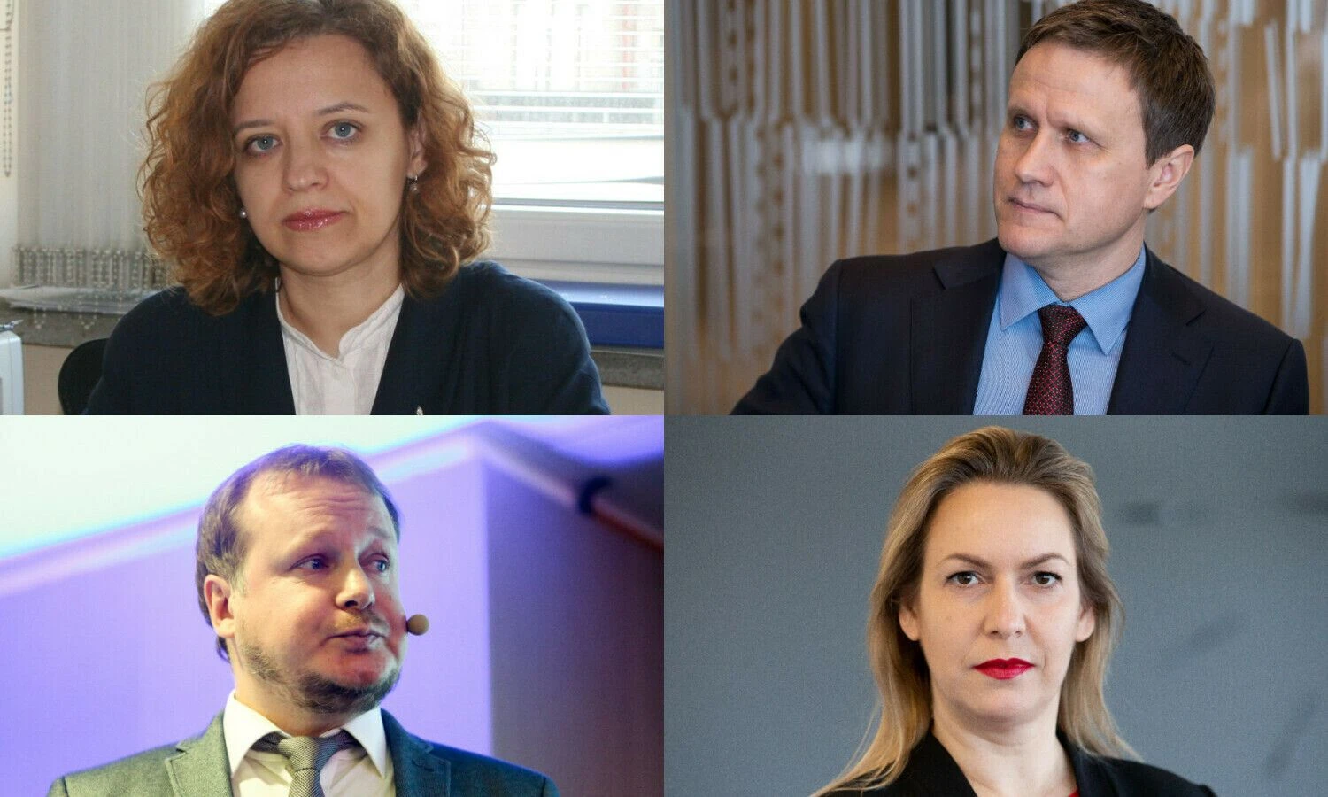 Ingrida Muckutė, Finansų ministerijos Atskaitomybės, audito, turto vertinimo ir nemokumo politikos departamento direktorė, Audrius Gudanavičius, Lietuvos nekilnojamojo turto agentūrų asociacijos prezidentas, Saulius Vagonis, Lietuvos turto vertintojų asociacijos valdybos narys, Eivilė Čipkutė, Lietuvos bankų asociacijos prezidentė. VŽ koliažas.
