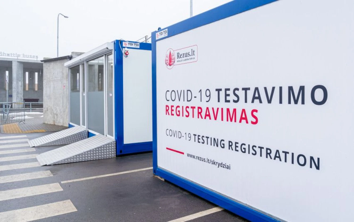 COVID-19 testavimo punktas prie Vilniaus oro uosto. Susisiekimo ministerijos nuotr.