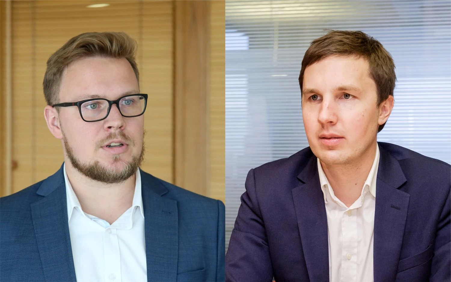 Iš kairės: Tautvydas Marčiulaitis, Lietuvos investicijų valdymo įmonės „Milvas“ fondų valdytojas ir Deividas Tumas, investuotojas. VŽ fotokoliažas.