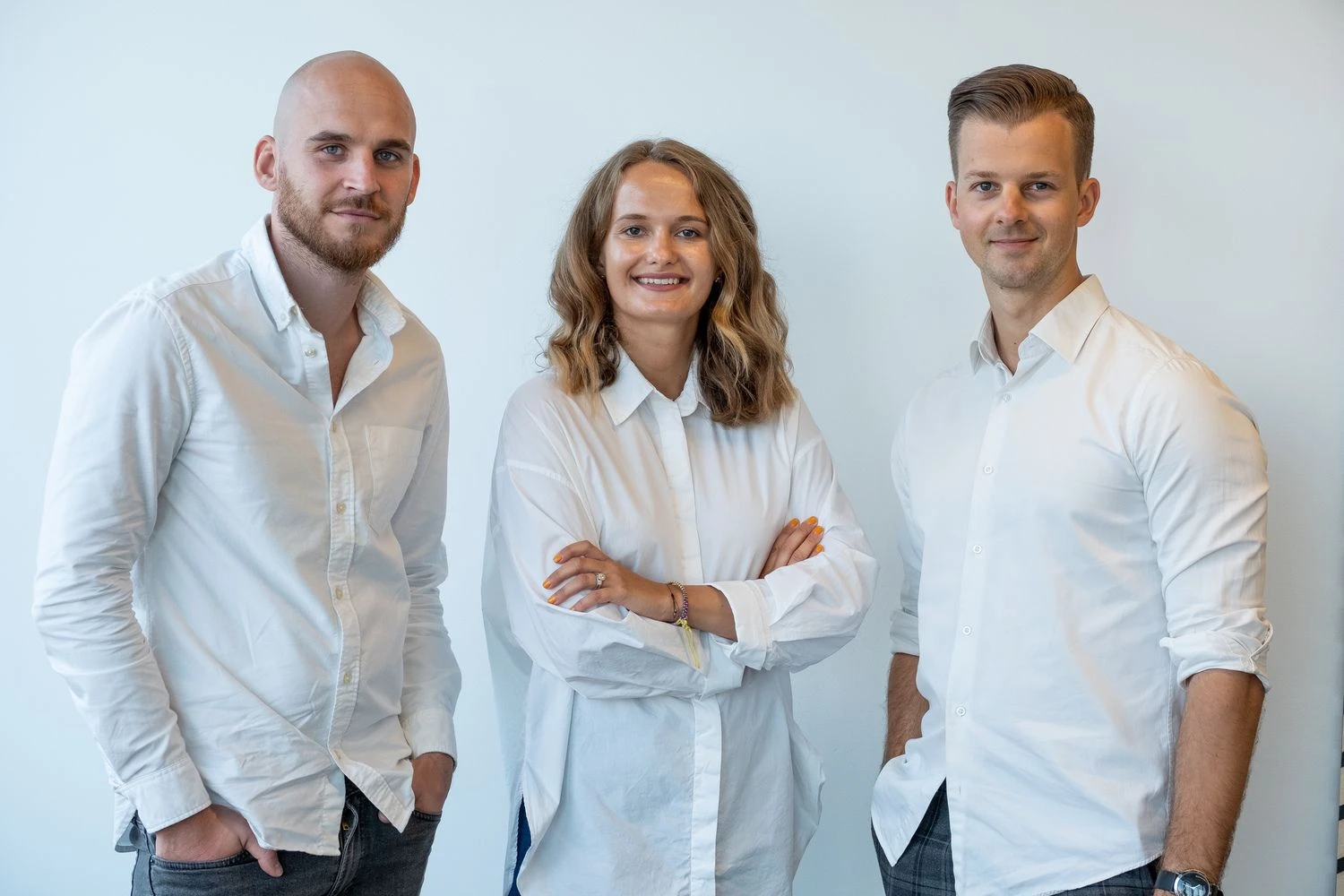 Startuolio „Promos“ (Promos Cupones Digitales S.L. (Ispanija)) bendraįkūrėjai iš kairės: Balys Baltakis, Lina Beinortaitė ir Andrius Juozapaitis. Vladimiro Ivanovo (VŽ) nuotr.