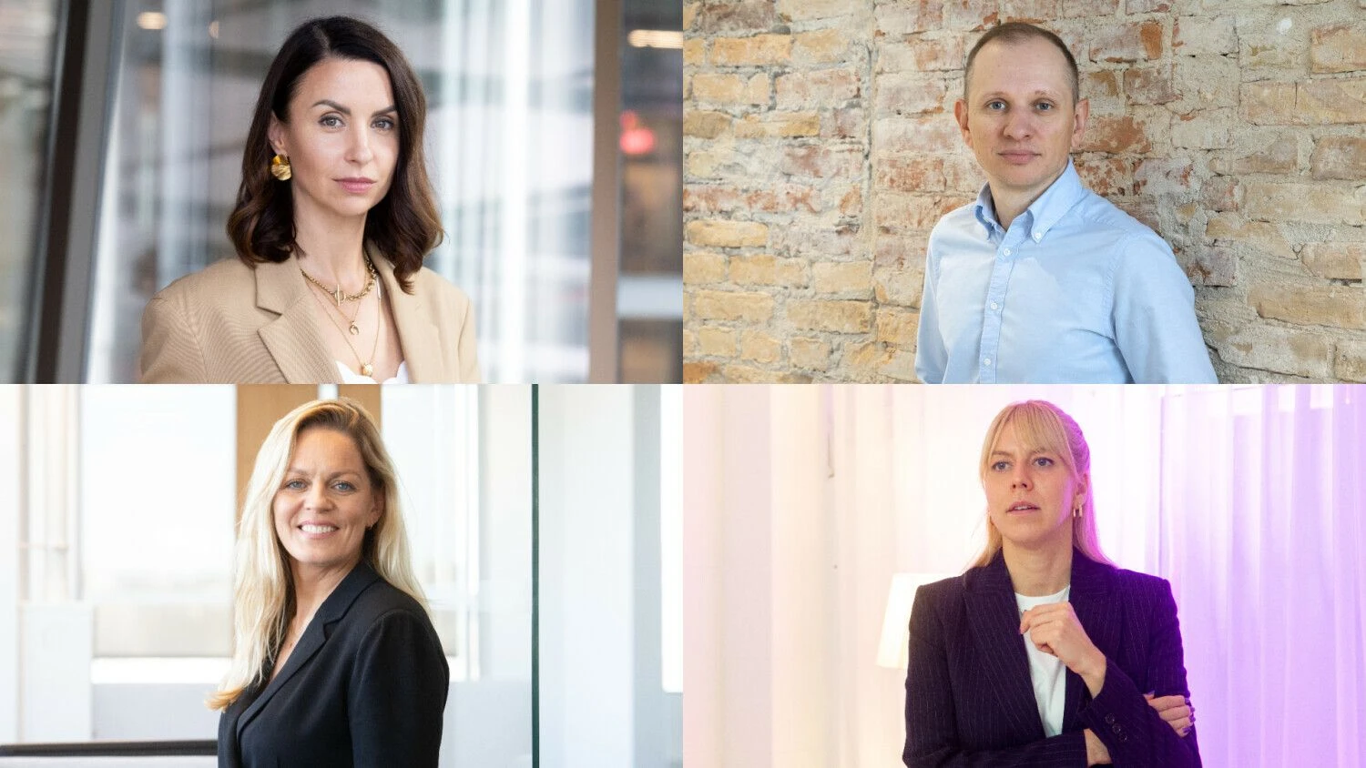 Viršuje (iš kairės) – Inga Langaitė, „Unicorns Lithuania“ vadovė, Donatas Keras, „Practica Capital“ partneris. Apačioje (iš kairės) – Roberta Rudokienė, „LitBAN“ vadovė, Jonė Vaitulevičiūtė, „Firstpick“ vadovaujanti partnerė. VŽ koliažas.