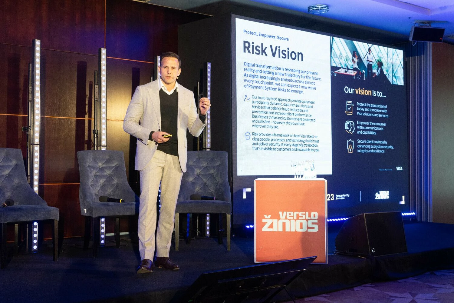 David Capezza, pasaulinės skaitmeninių mokėjimų sistemos VISA viceprezidentas. Nuot. J.Grigelytės Verslo žinios.