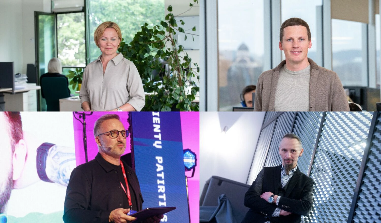 VŽ koliažas: Giedrė Juronienė, „Kantar“ Medijų ir reklamos monitoringo tyrimų vadovė, Arūnas Kemežys, „Open Agency“ vadovas, Linas Šiautkulis, „BPN Intense“ vadovas, ir Vasaris Oržekauskas, „Inspired UM“ direktorius.