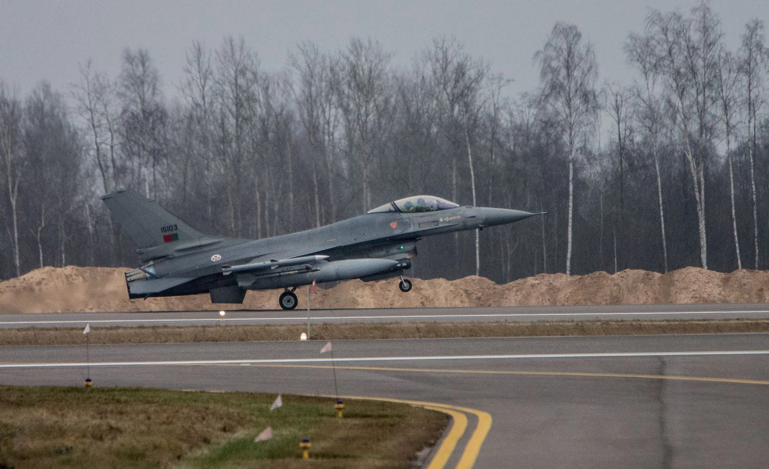 Lietuvos kariuomenės Karinių oro pajėgų Aviacijos Bazėje Šiauliuose vyko tarptautinė žiniasklaidos diena. Joje pristatyta dešimtmetį trunkanti NATO oro policijos misija Baltijos šalyse. Portugalijos karinių oro pajėgų naikintuvas F-16 "Fighting Falcon". Juditos Grigelytės (VŽ) nuotr.