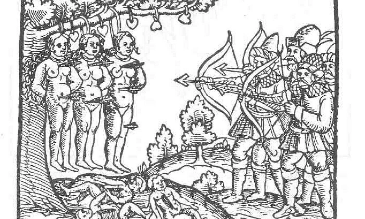 Maskvėnų žiaurumai. Iliustracija, publikuota Niurnberge, 1561 m. Šaltinis: „Wikipedia“.