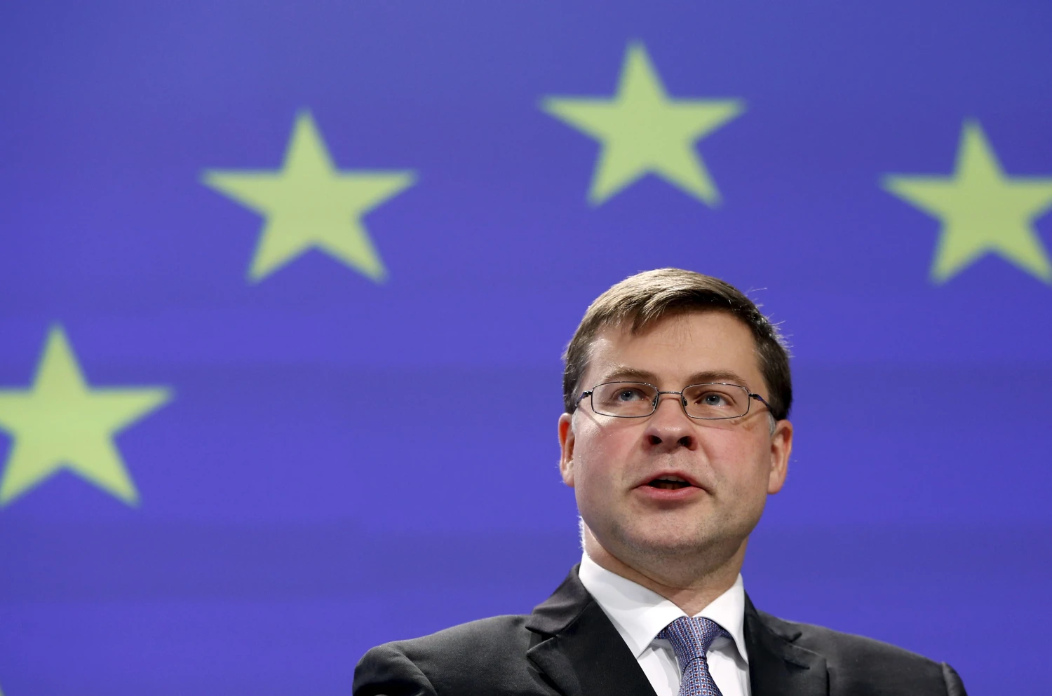 Valdis Dombrovskis, Europos Komisijos vicepirmininkas. „Reuters" / „Scanpix" nuotr.