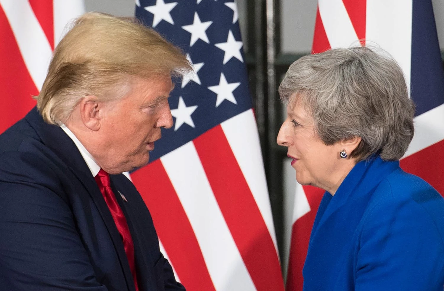 Donaldas Trumpas, JAV prezidentas, ir Theresa May, Jungtinės Karalystės premjerė. Stefano Rosseau (AFP“ / „Scanpix“) nuotr. 
