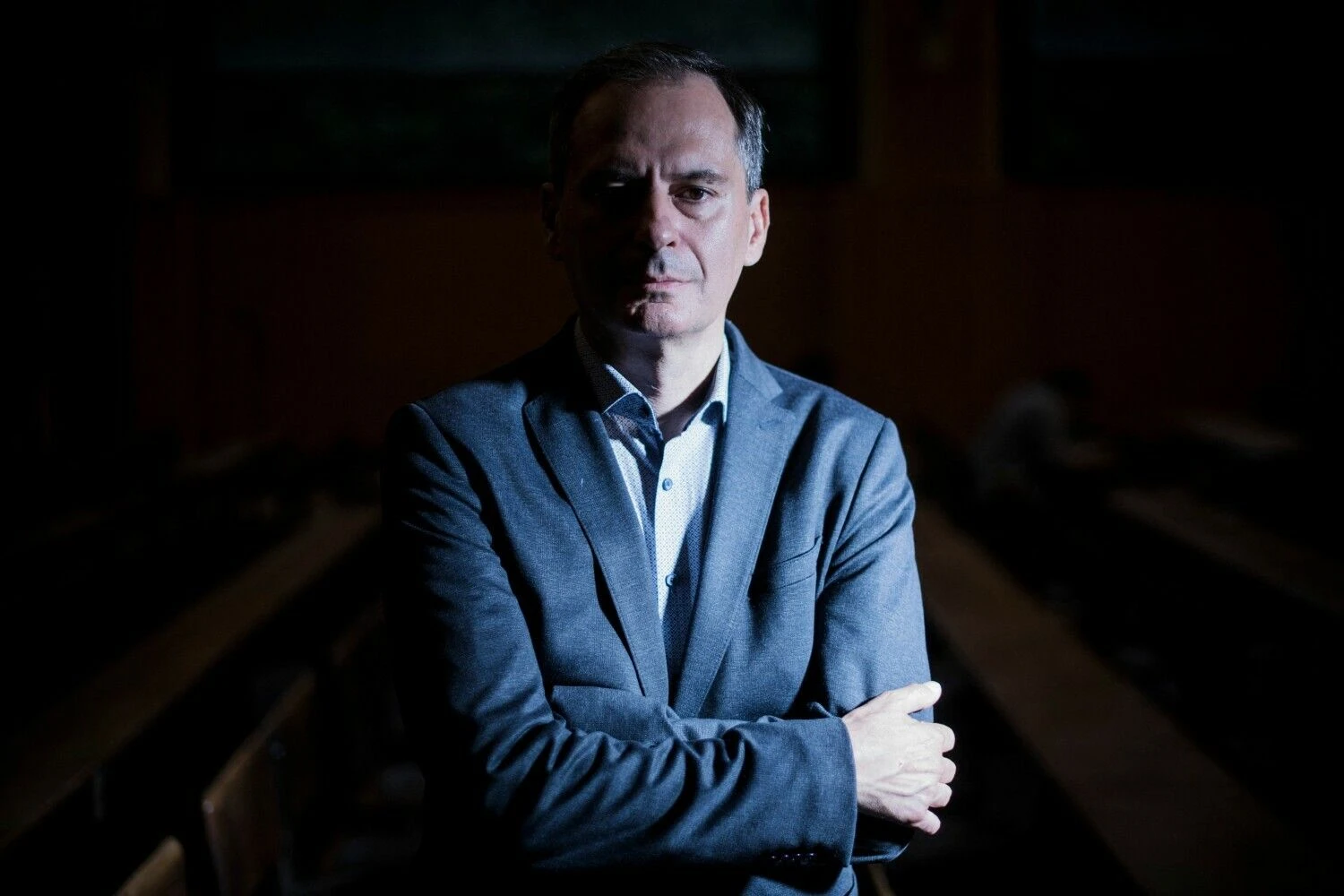 Christo Grozevas, bulgarų tiriamosios žurnalistikos žurnalistas, „Bellingcat“ vadovas. 2022 m. rugsėjo 5 d. Julien de Rosa (AFP / „Scanpix“) nuotr.