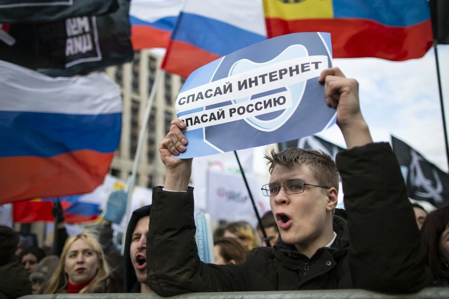 Protestas už interneto laisvę Rusijoje, 2019 m. Aleksandro Zemlianičenko (AP / „Scanpix“) nuotr.