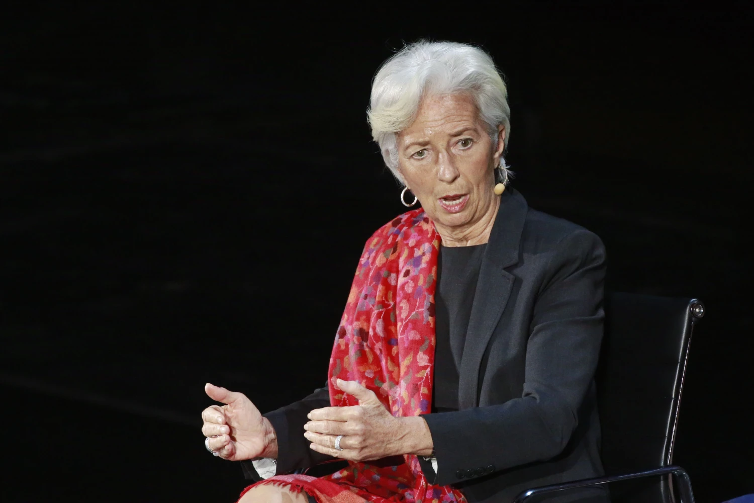 Christine Lagarde vadovaujamas Tarptautinis valiutos fondas kartoja: krizės dabar nėra, bet pavojų ekonomikos augimui – apstu. REUTERS/Lucas Jackson nuotr.