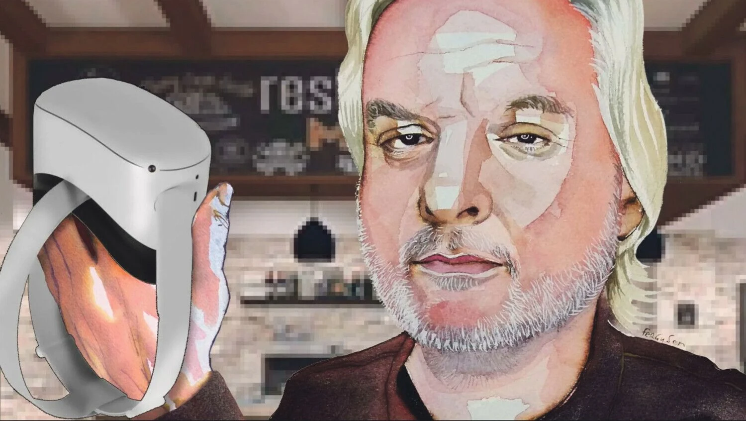 Neurobiologijos ir filosofijos prof. Davidas Chalmersas, vienas iš Niujorko universiteto Proto, smegenų ir sąmonės centro vadovų. 
„Financial Time“ piešinys.