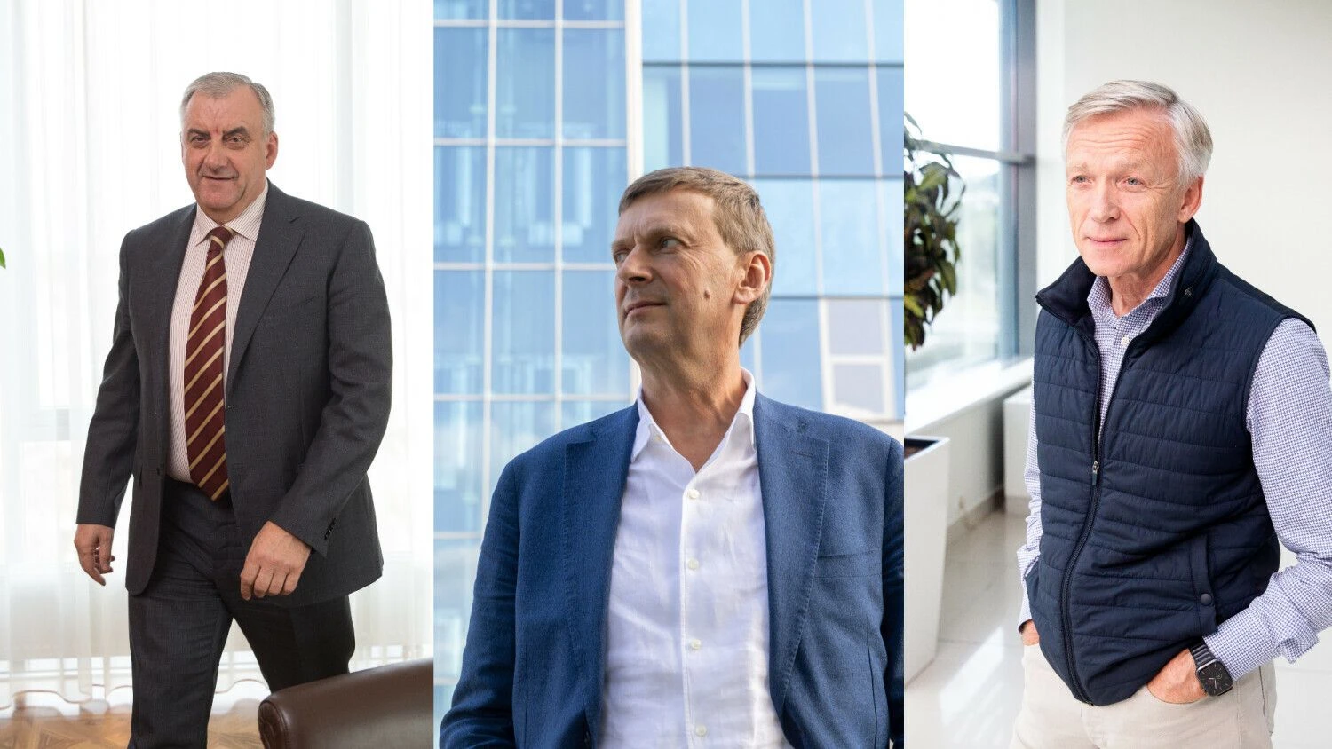 Ivanas Paleičikas, „Vaizgos“ įmonių grupės bendrasavininkis, Dainius Dundulis, UAB „Rivona“ generalinis direktorius ir UAB „Norfos mažmena“ valdybos pirmininkas, Arvydas Avulis, „Hanner“ vadybos pirmininkas. VŽ koliažas.