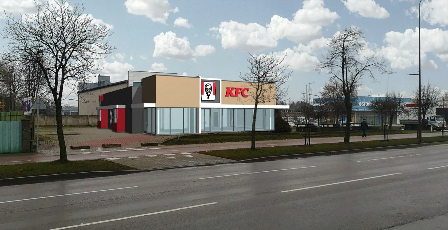 Naujo KFC restorano Kaune, Savanorių prospekte, vizualizacija.