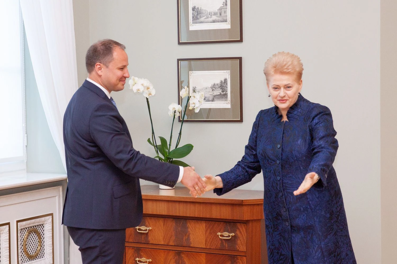 LR prezidentė Dalia Grybauskaitė ir paskirtasis  žemės ūkio ministras Giedrius Surplys. Irmanto Gelūno („15min.lt“ / „Scanpix“ ) nuotr.