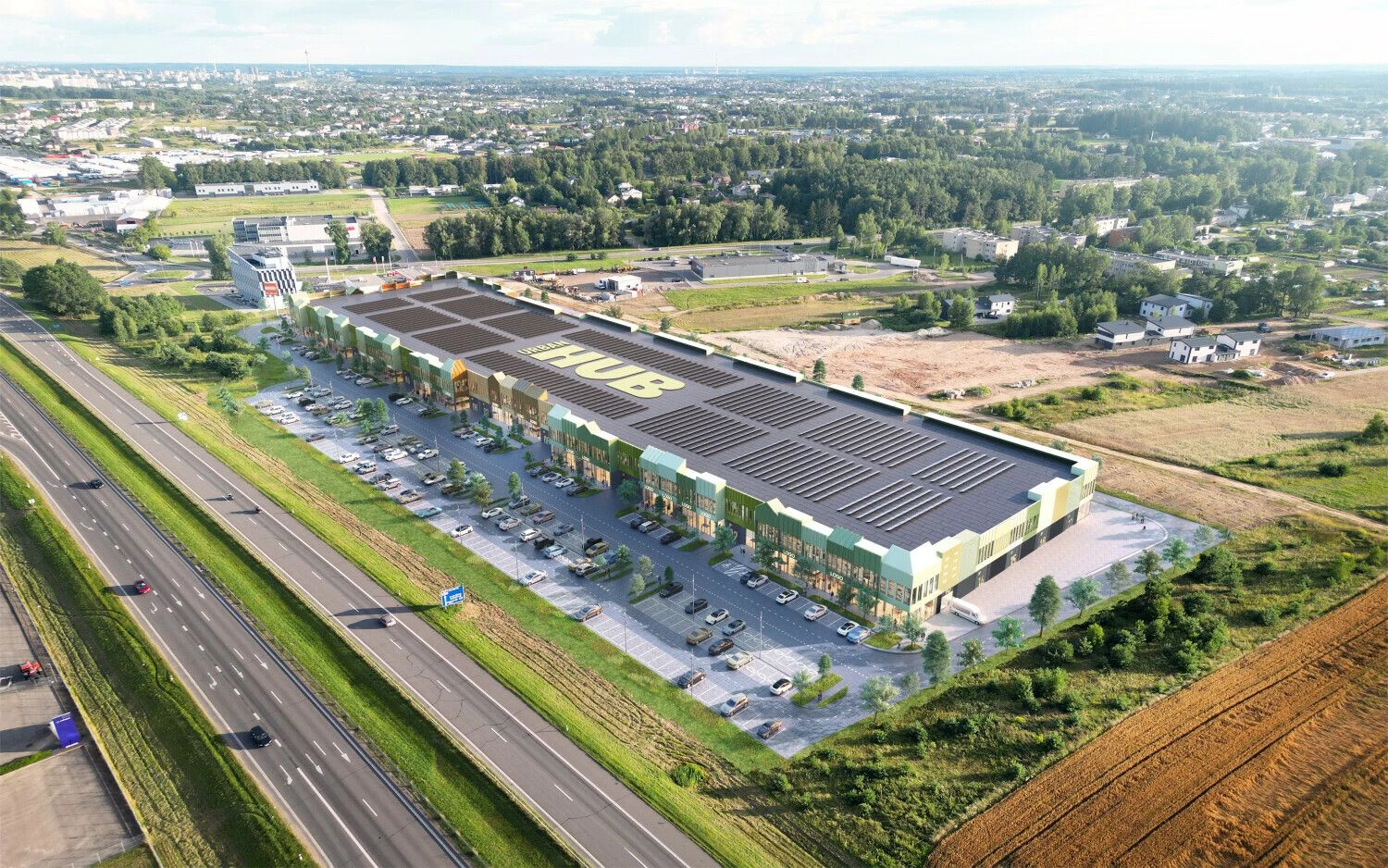 „SBA Urban“ planuojamas prekybos pastatas Vilniuje. Bendrovės vizualizacija.