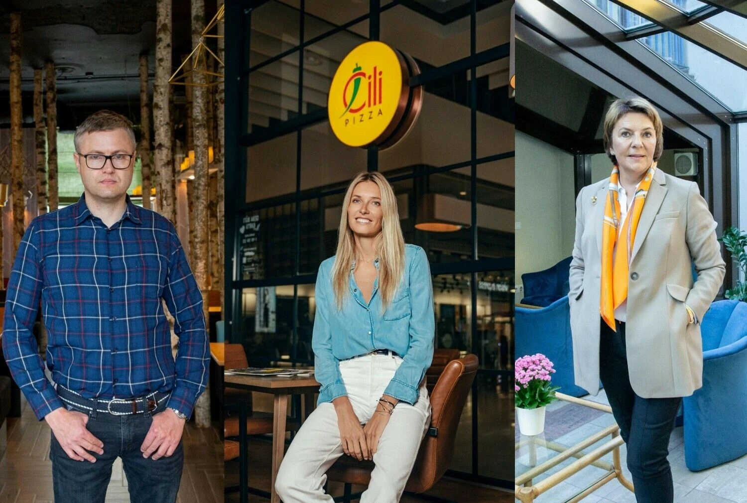 Iš kairės: Gediminas Balnis, „Amber Food“ valdybos pirmininkas, Goda Karosaitė, restoranų tinklą valdančios „Čili Holdings“ vadovė, Evalda Šiškauskienė, LVRA prezidentė. Vladimiro Ivanovo (VŽ) nuotr.