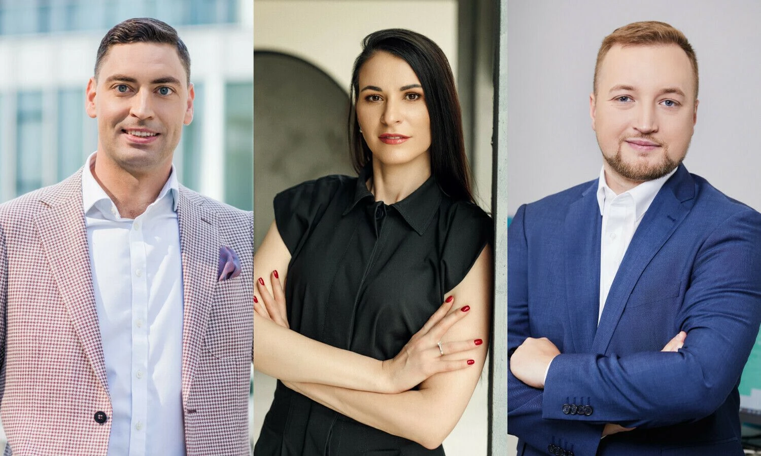 Jaunieji metų CEO: A. Zaveckas, UAB KMT vadovas, S. Chochrina, UAB „Vlantana“ vadovė, A. Jurgelionis, UAB „Brandelektra“ vadovas. VŽ koliažas.