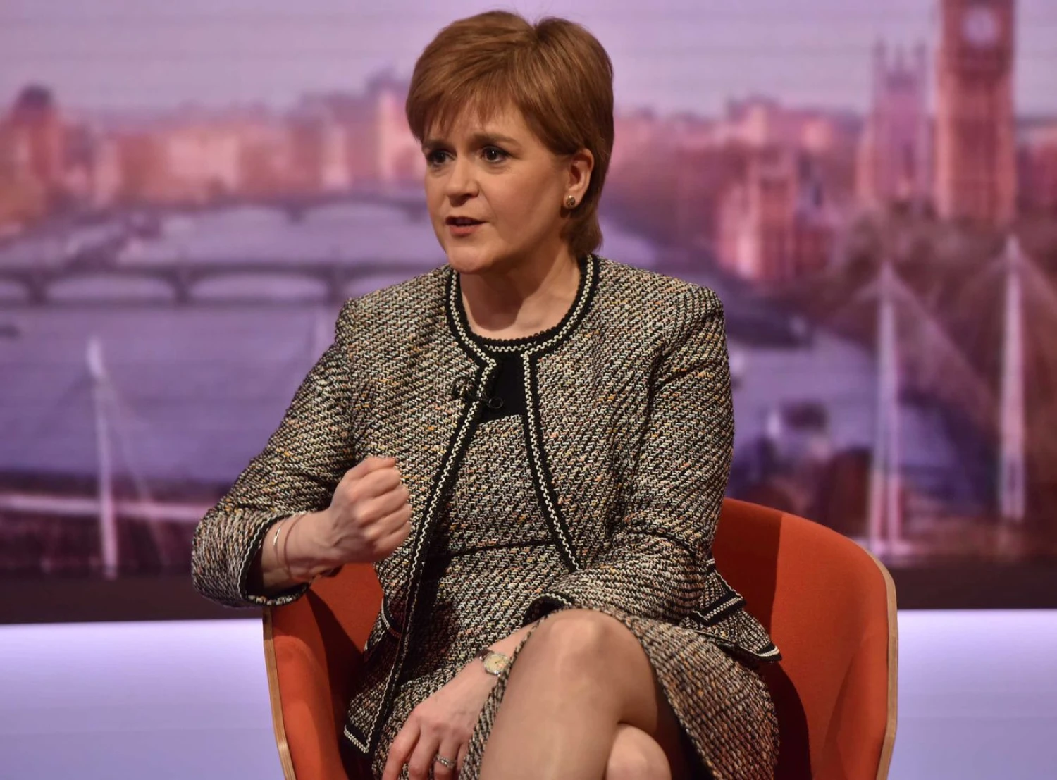 Nicola Sturgeon, Škotijos pirmoji ministrė. Jeffo Overso („Reuters“ / „Scanpix“) nuotr.
