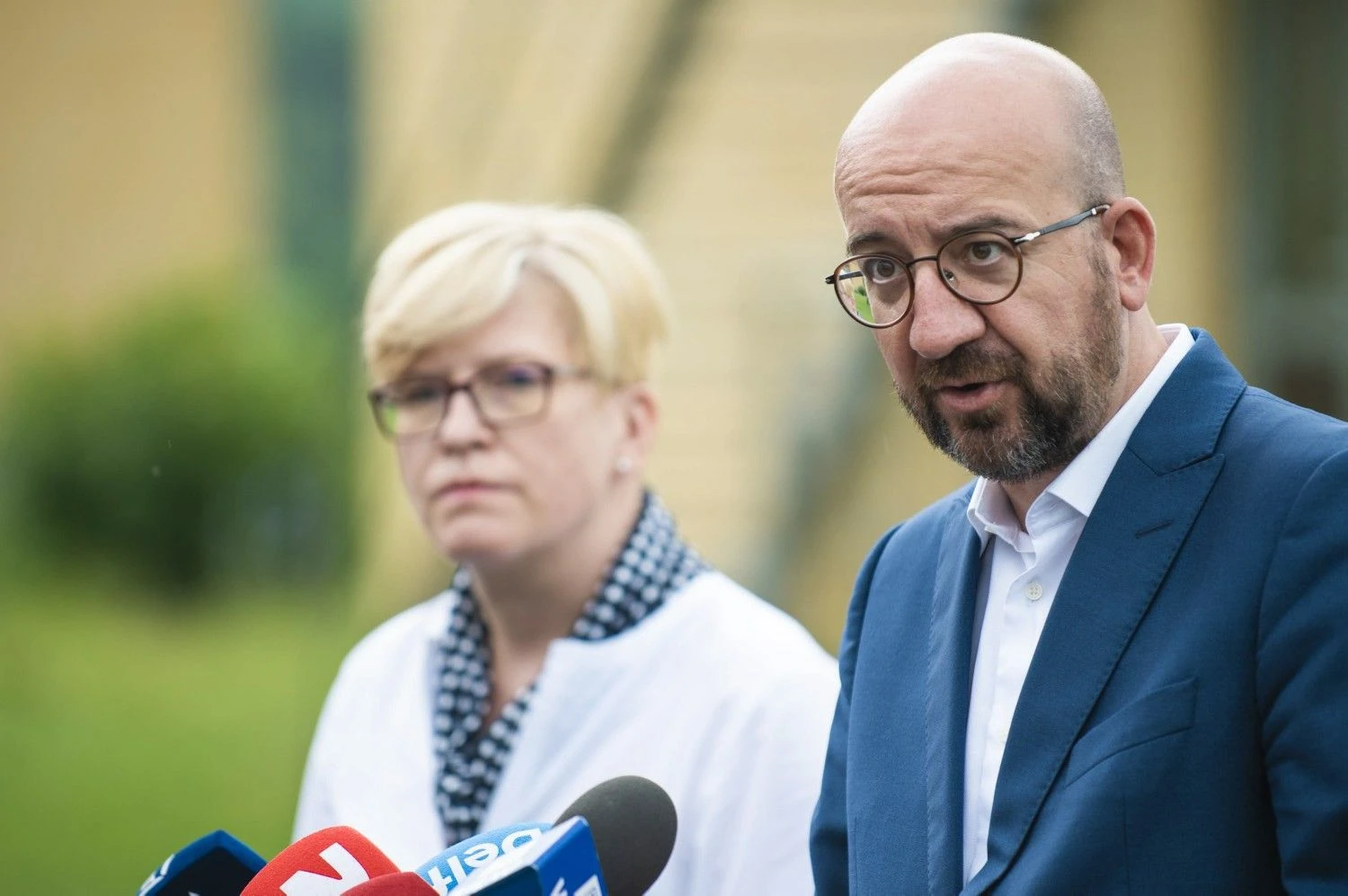 Ingridos Šimonytės ir Charles'o Michelio vizitas į pasienio objektus. Arno Strumilos (15min. / Scanpix) nuotr.