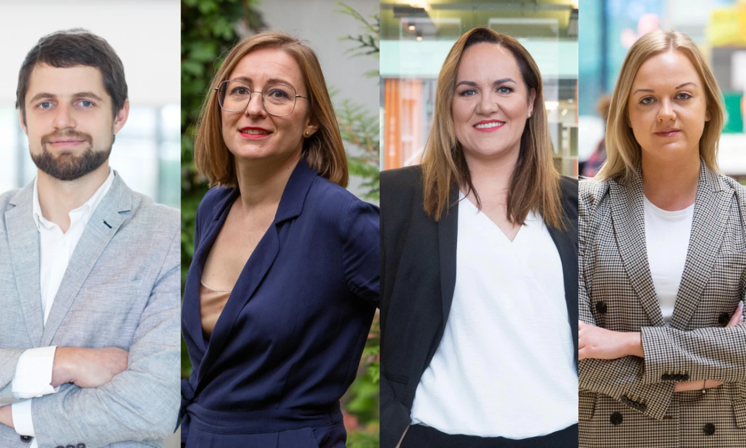 (iš kairės) Jurgis Kovas, personalo atrankos įmonės „Biuro“ vadovas, Dovilė Tamkvaitė, komunikacijos agentūros „Penkiolika minučių iki vidurnakčio“ direktorė, Giedrė Štuopė, „Vivus Finance“ vadovė, Lina Skersytė, „Lidl Lietuvos“ viešųjų ryšių vadovė. VŽ koliažas.