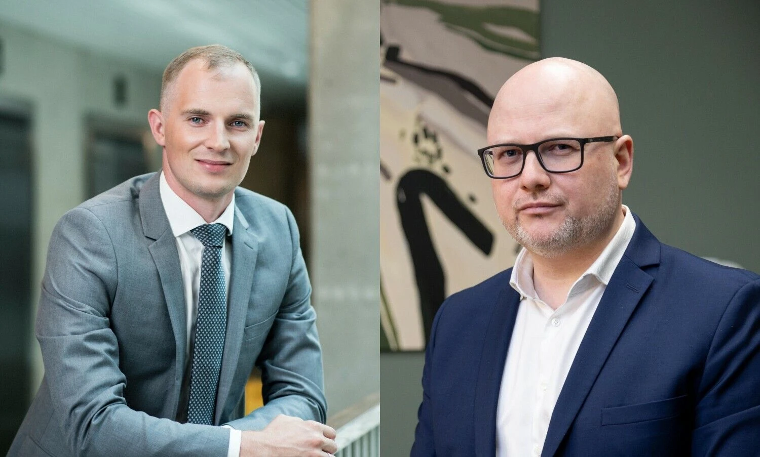 Vaidrius Verikas, „Omniva LT“ finansų vadovas, Nemunas Biknius, „Amber Grid“ generalinis direktorius. VŽ koliažas.