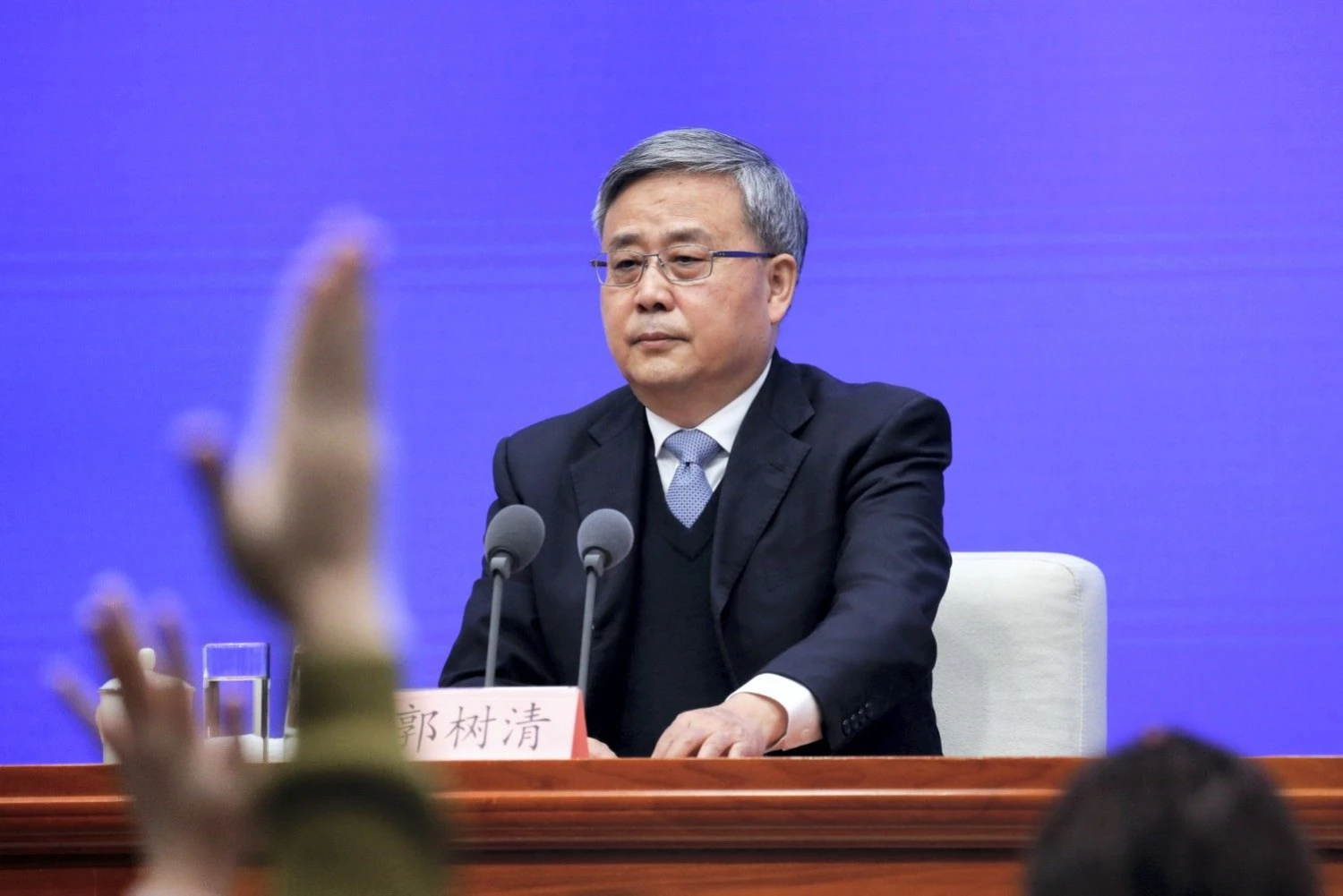 Guo Shuqing, Kinijos bankų ir draudimo priežiūros komisijos pirmininkas.Tingshu Wang („Reuters“/„Scanpix“) nuotr.