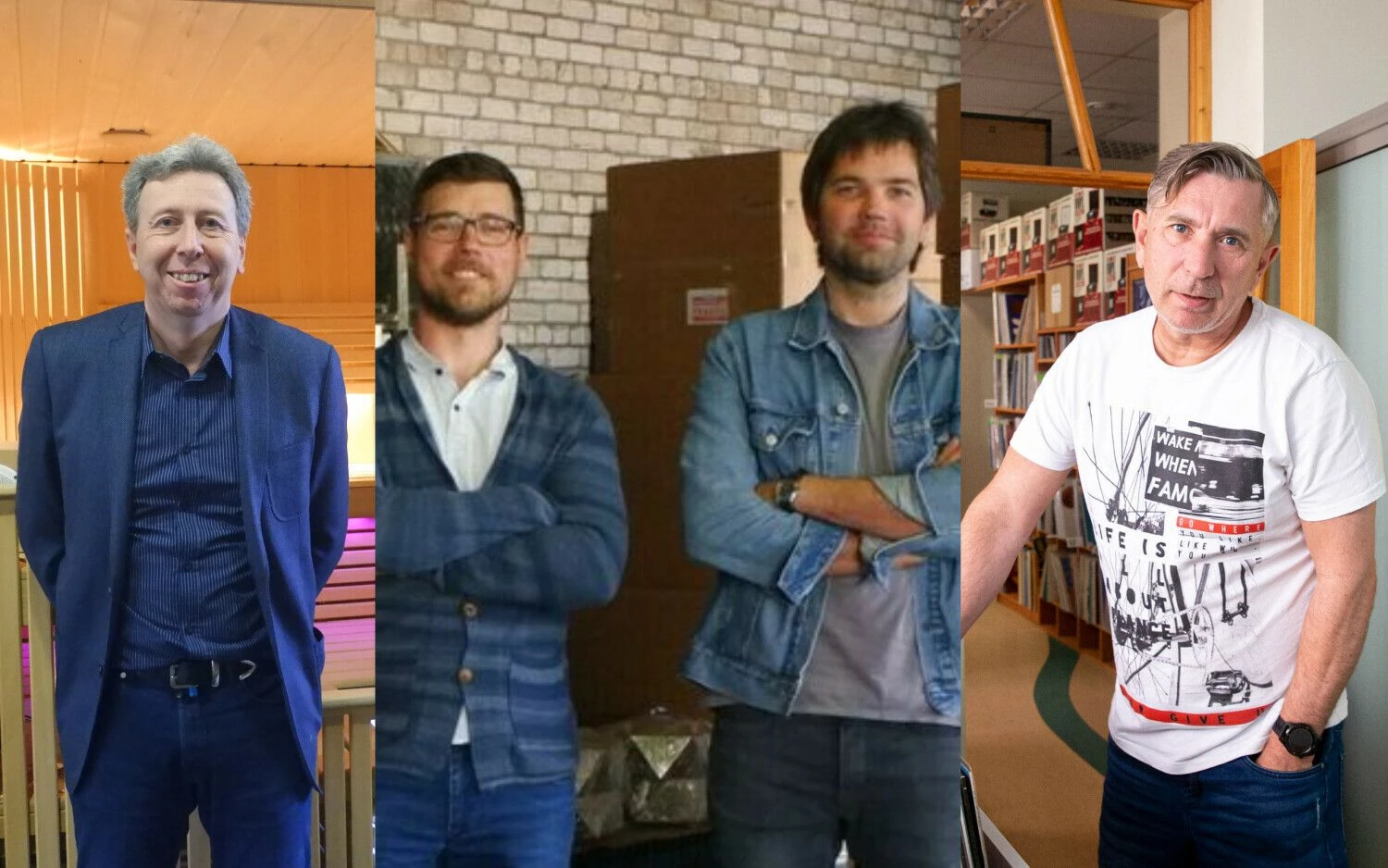 Jonas Milaševičius (iš kairės), UAB „Pirtelė“ bendraturtis, Kęstutis Arbačiauskas bei Audrius Pernavas, MB „Arpe studio“ bendraturčiai, Remigijus Pauliukas, UAB „Montekas“ įkūrėjas. VŽ koliažas.