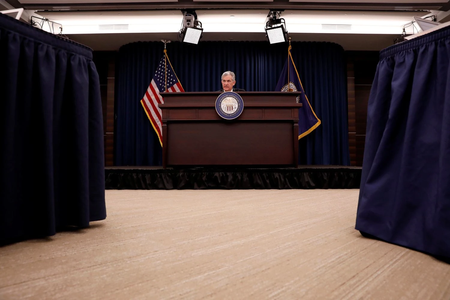 Federal Reserve Chairman Jerome Powell speaks at a news conference following the Federal Open Market Committee meetings in Washington, U.S., March 21, 2018. REUTERS/Aaron P. Bernstein