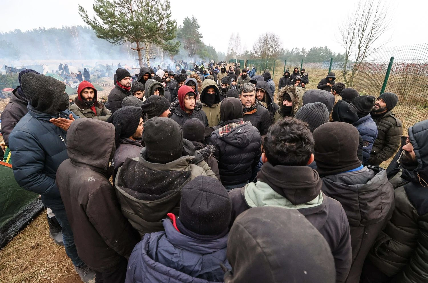 Migrantai prie Lenkijos-Baltarusijos pasienio. Maximo Gucheko (TASS/„Scanpix“) nuotr.