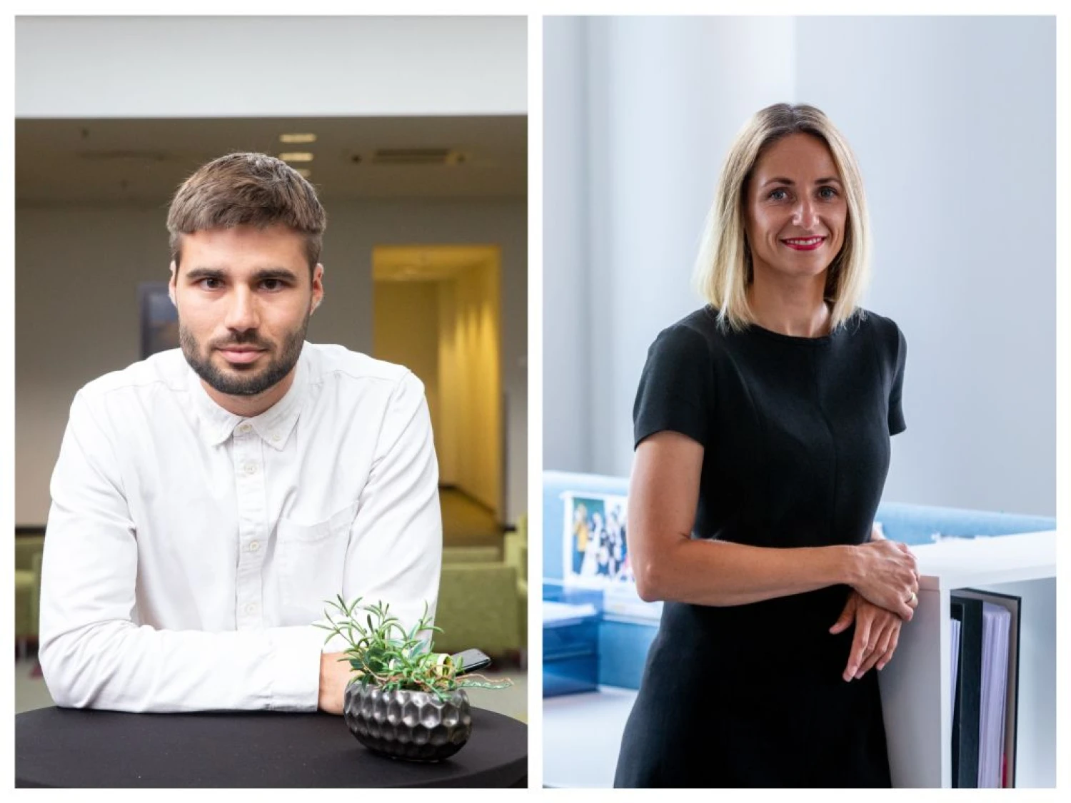 Karolis Blaževičius, personalo atrankos UAB „Indigroup“ vadovas, ir Akvilė Kazlienė, „Simplika I CVO Recruitment“ vadovė. VŽ koliažas.