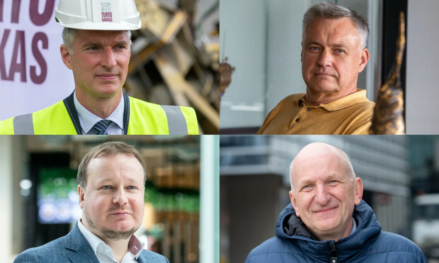 Mindaugas Sinkevičius, Turto banko generalinis direktorius, Robertas Dargis, verslininkas, Saulius Vagonis, „Ober-Haus“ vertinimo ir rinkos tyrimų departamento vadovas, Mindaugas Pakalnis, Vilniaus miesto vyriausiasis architektas. VŽ koliažas.