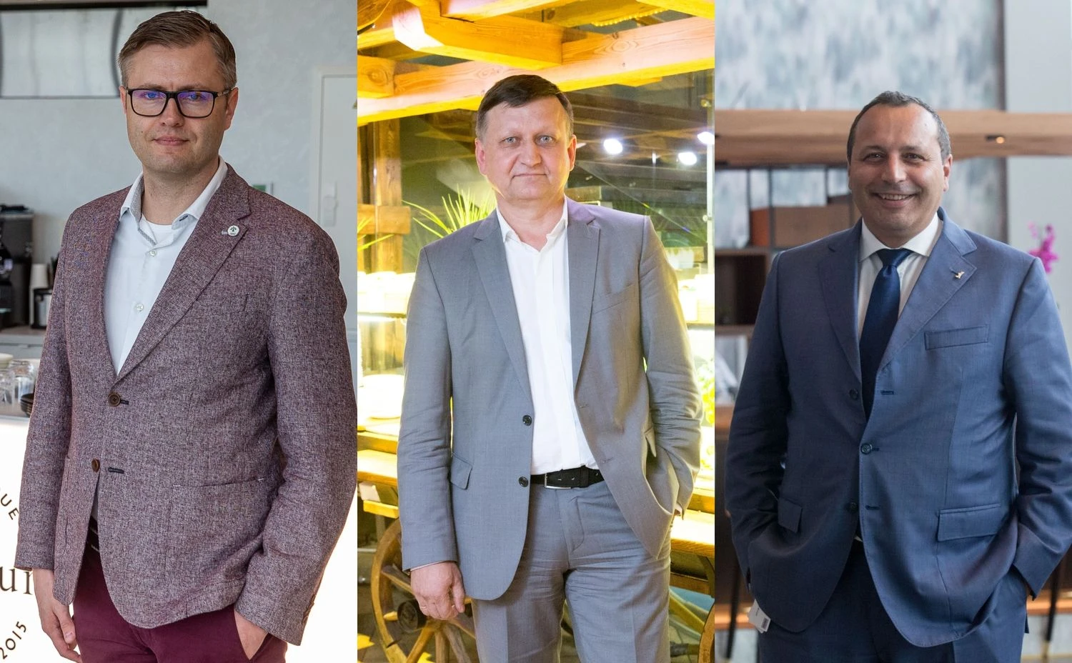 Iš kairės: Gediminas Balnis, „Amber Food“ direktorius ir valdybos pirmininkas, Gintaras Rutkauskas, „Delano“ vykdomasis ir Massimo Supino, viešbučio „Radisson Blu Hotel Lietuva“ direktorius.@CA parasas po nuotrauka:VŽ koliažas.
