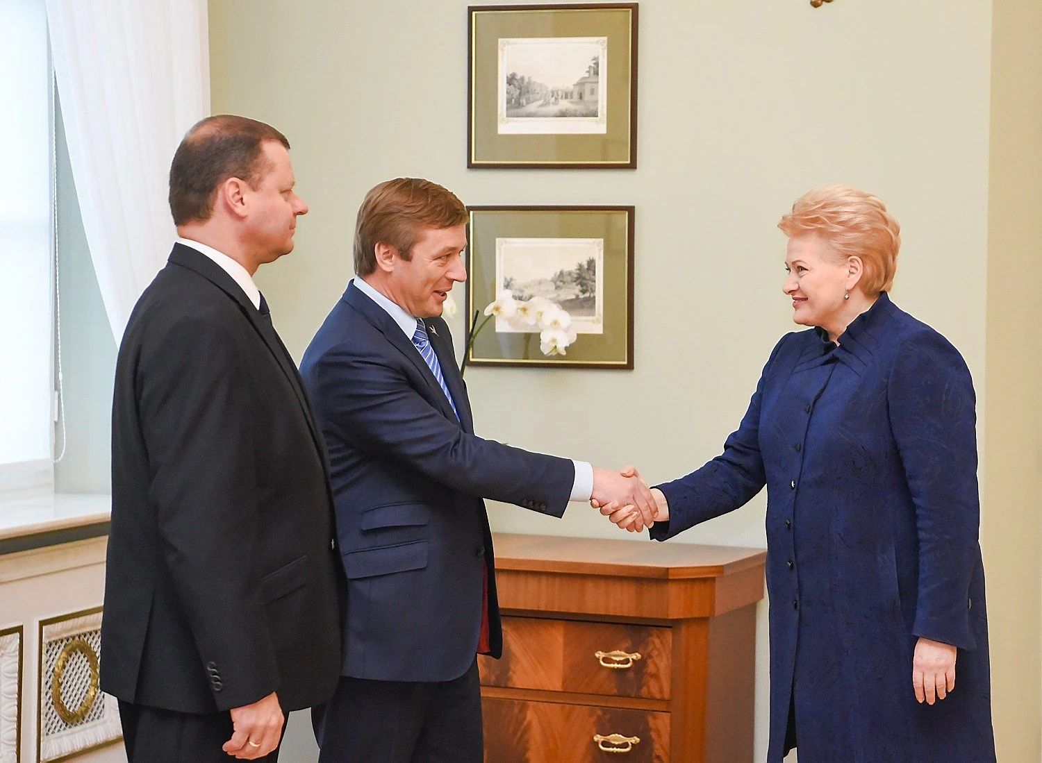 Ramūnas Karbauskis, Saulius Skvernelis susitiko su prezidente Dalia Grybauskaite. Roberto Dačkaus (president.lt) nuotr.