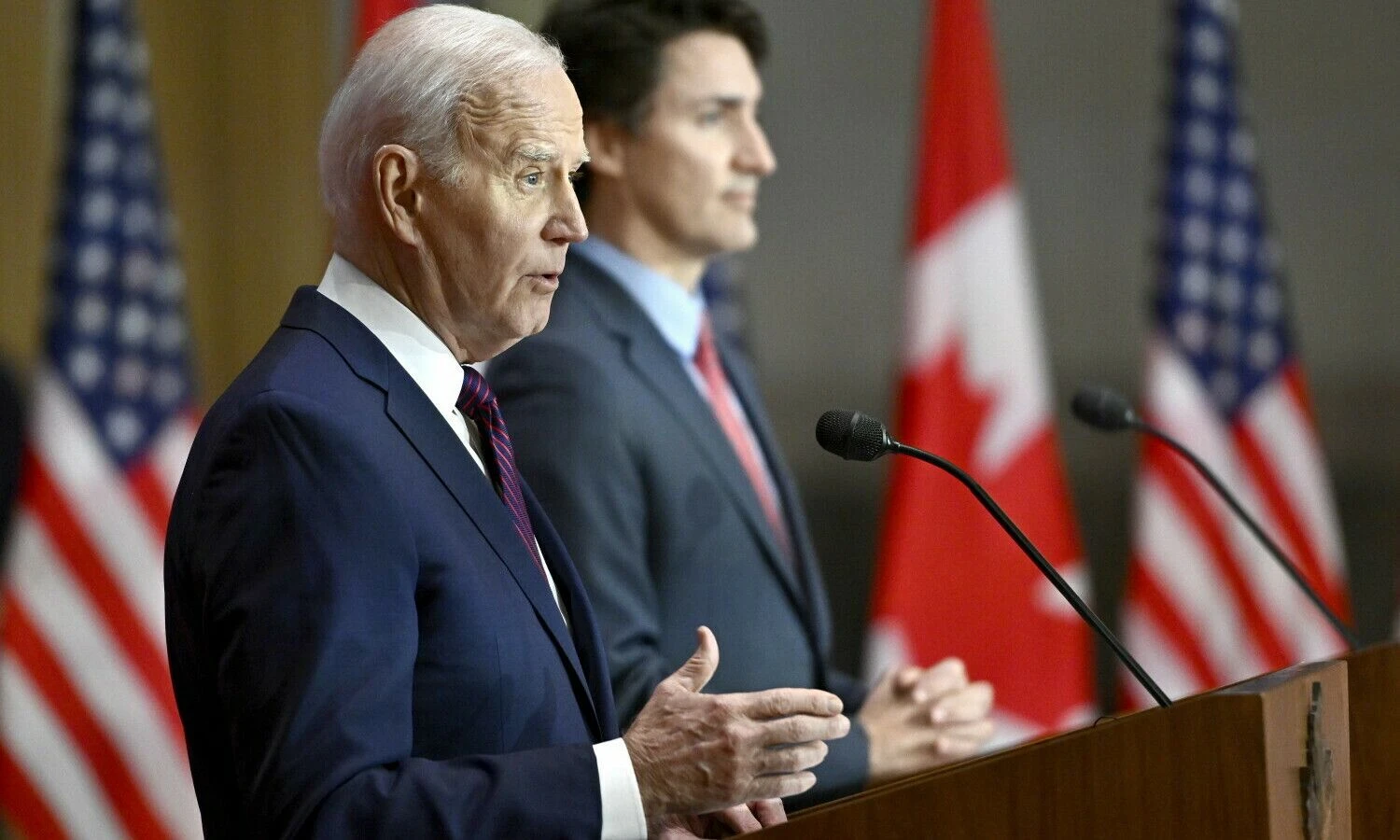 JAV prezidentas Joe Bidenas ir Kanados ministras pirmininkas Justinas Trudeau. Justin Tanger („Zuma Press“/ „Scanpix„) nuotr.