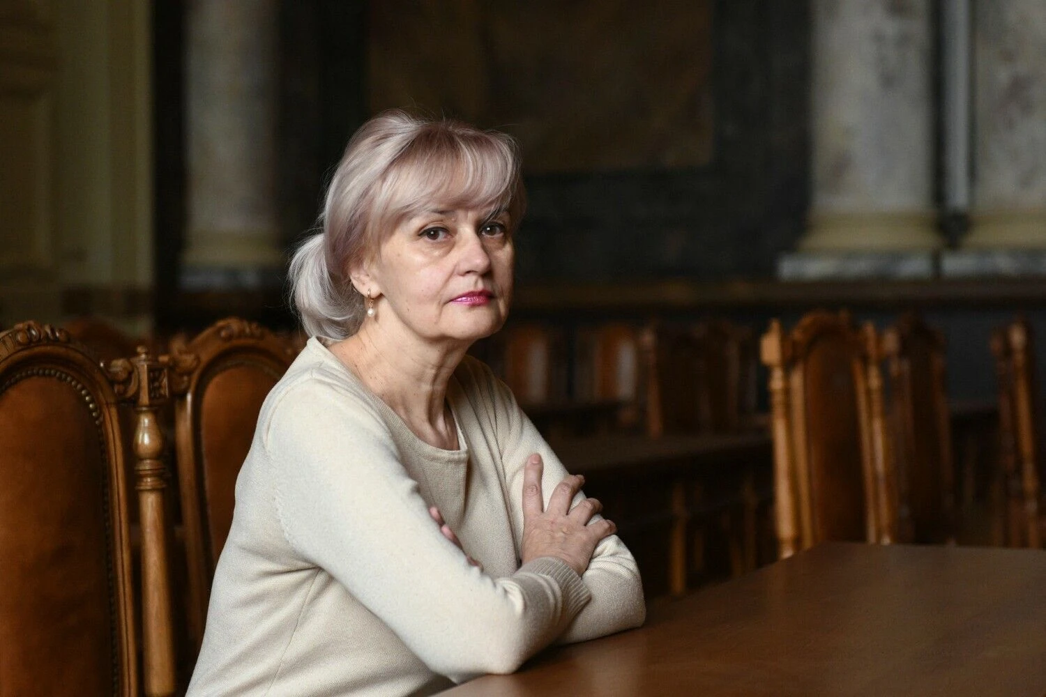 Iryna Farion, buvusi Ukrainos parlamentarė. Jurijaus Dyachyshyno (AFP/„Scanpix“) nuotr.