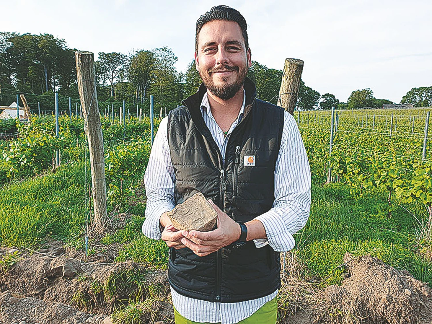 Jono Ivarssono vyninės „Arilds Vingard“ dirvožemis pilnas magminės kilmės riedulių, primenančių skalūną. Arūno Starkaus nuotr.
