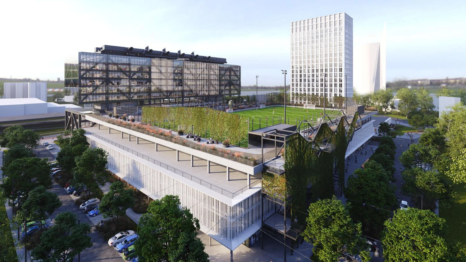 Buvusių Rygos spaudos rūmų teritorijos konversijos projektas. Bendrovės vizualizacija.