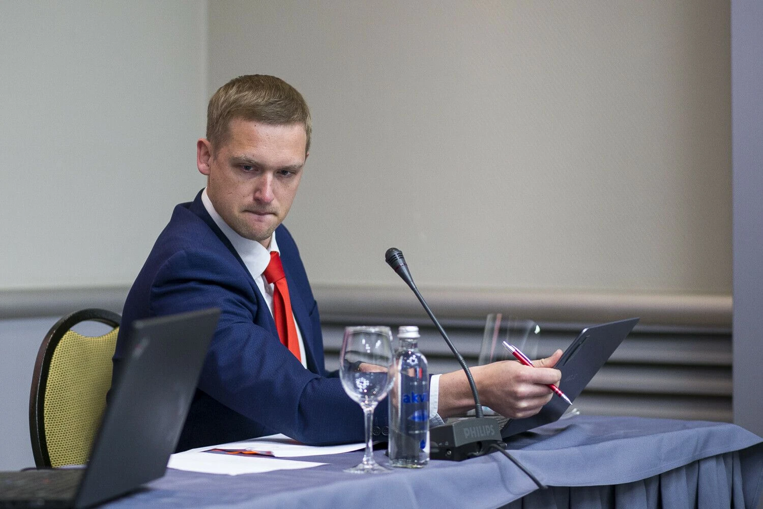 Robertas Duchnevič, išrinktasis Vilniaus rajono meras. Roko Lukoševičiaus (BNS) nuotr.