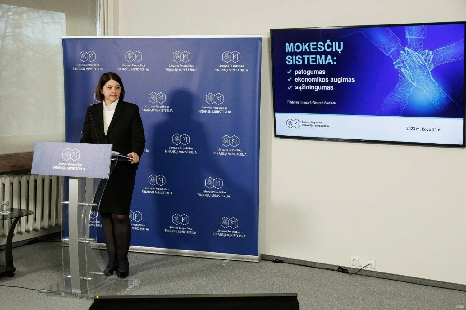 Finansų ministrė Gintarė Skaistė pristato mokestinių pasiūlymų paketą. Vladimiro Ivanovo (VŽ) nuotr.