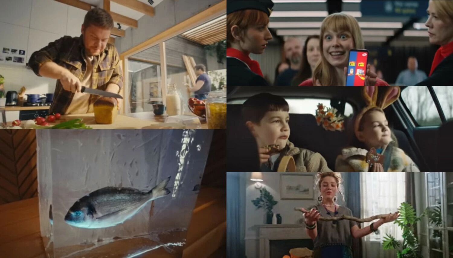 VŽ koliažas iš stop kadrų reklamose.