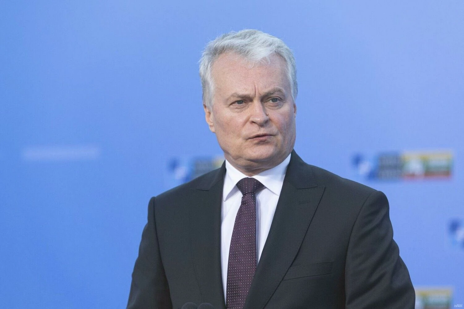 Lietuvos Prezidento Gitano Nausėdos komentaras žiniasklaidai NATO viršūnių susitikimo Vilniuje metu. Juditos Grigelytės (VŽ) nuotr.