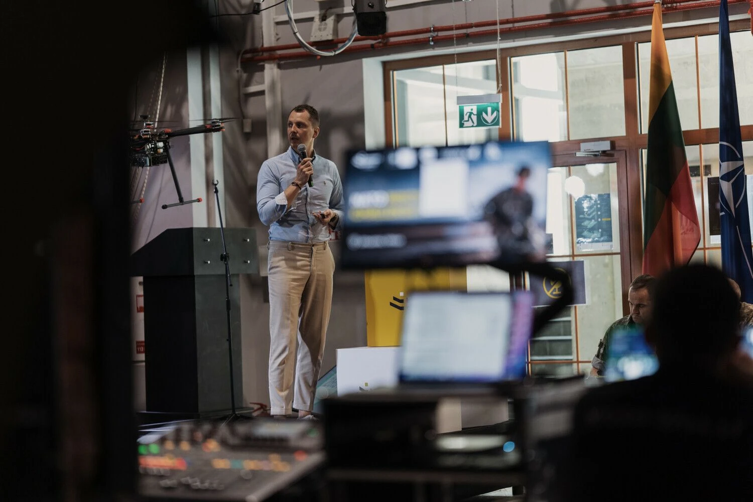 NATO inovacijų iššūkio finalas. Nuotraukoje – Ernestas Žvaigždinas, „Broswarm“ vadovas ir bendraįkūrėjas. Inovacijų agentūros nuotr.