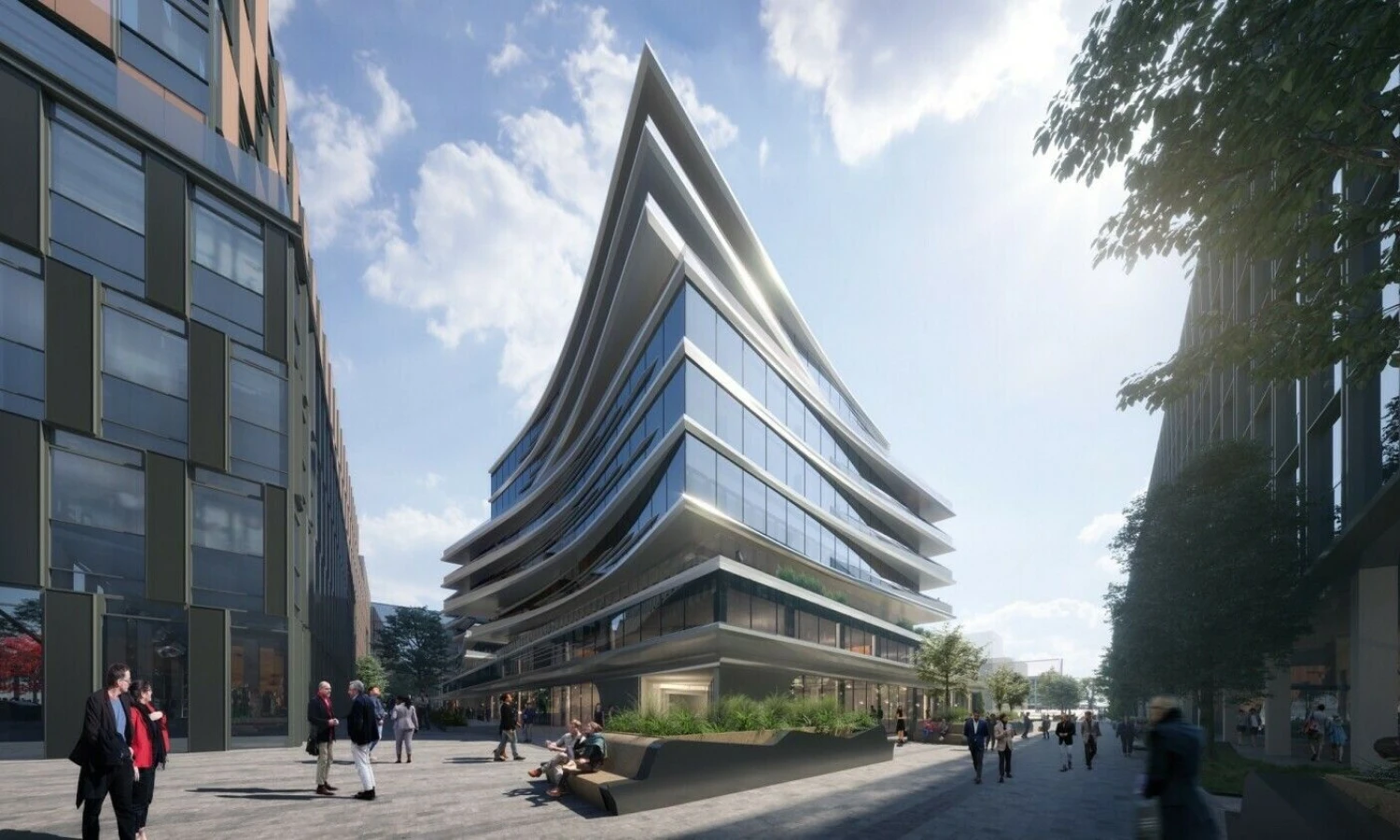 Verslo centras „Business Stadium Central“ Vilniuje. Biurų „Zaha Hadid“ ir „Unitectus“ vizualizacija.