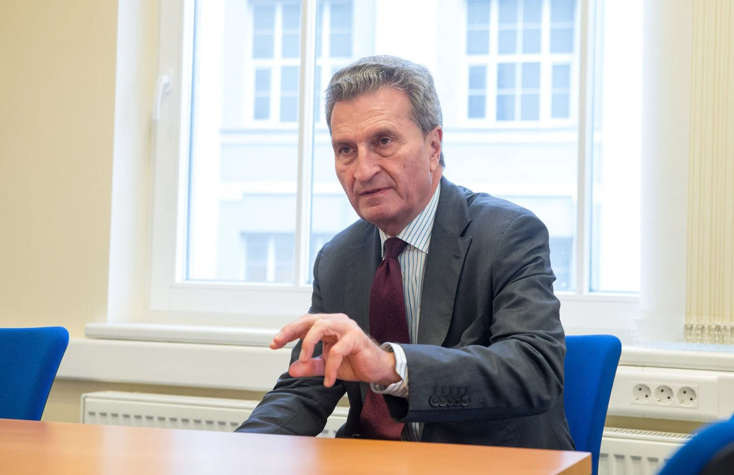 Už biudžetą ir žmogiškuosius išteklius atsakingas Europos Komisijos narys Guentheris Oettingeris. Juditos Grigelytės (VŽ) nuotr.