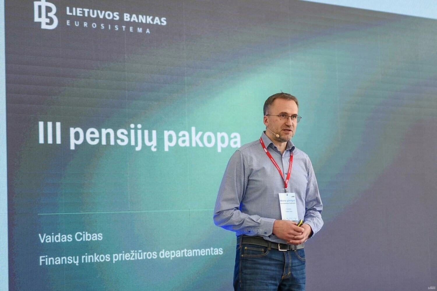 Investuotojų festivalis „Mano pinigai“. Vaidas Cibas, Lietuvos banko Finansinių paslaugų ir rinkų priežiūros departamento direktorius. Ryčio Galadausko (VŽ) nuotr.