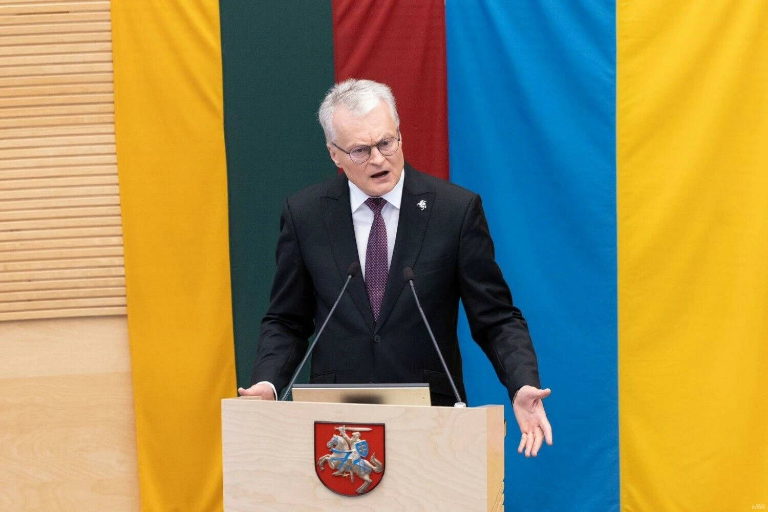 Prezidentas Gitanas Nausėda metiniame pranešime kritikavo akcizų degalams didinimą. Juditos Grigelytės (VŽ) nuotr.