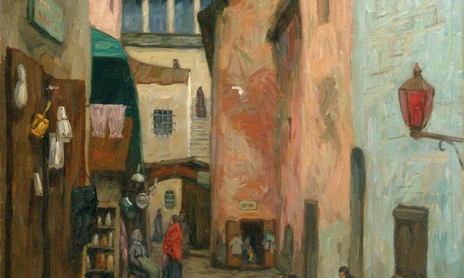 A. Holleris. Vilniaus Didžiosios sinagogos kiemas, fragmentas. 1917.