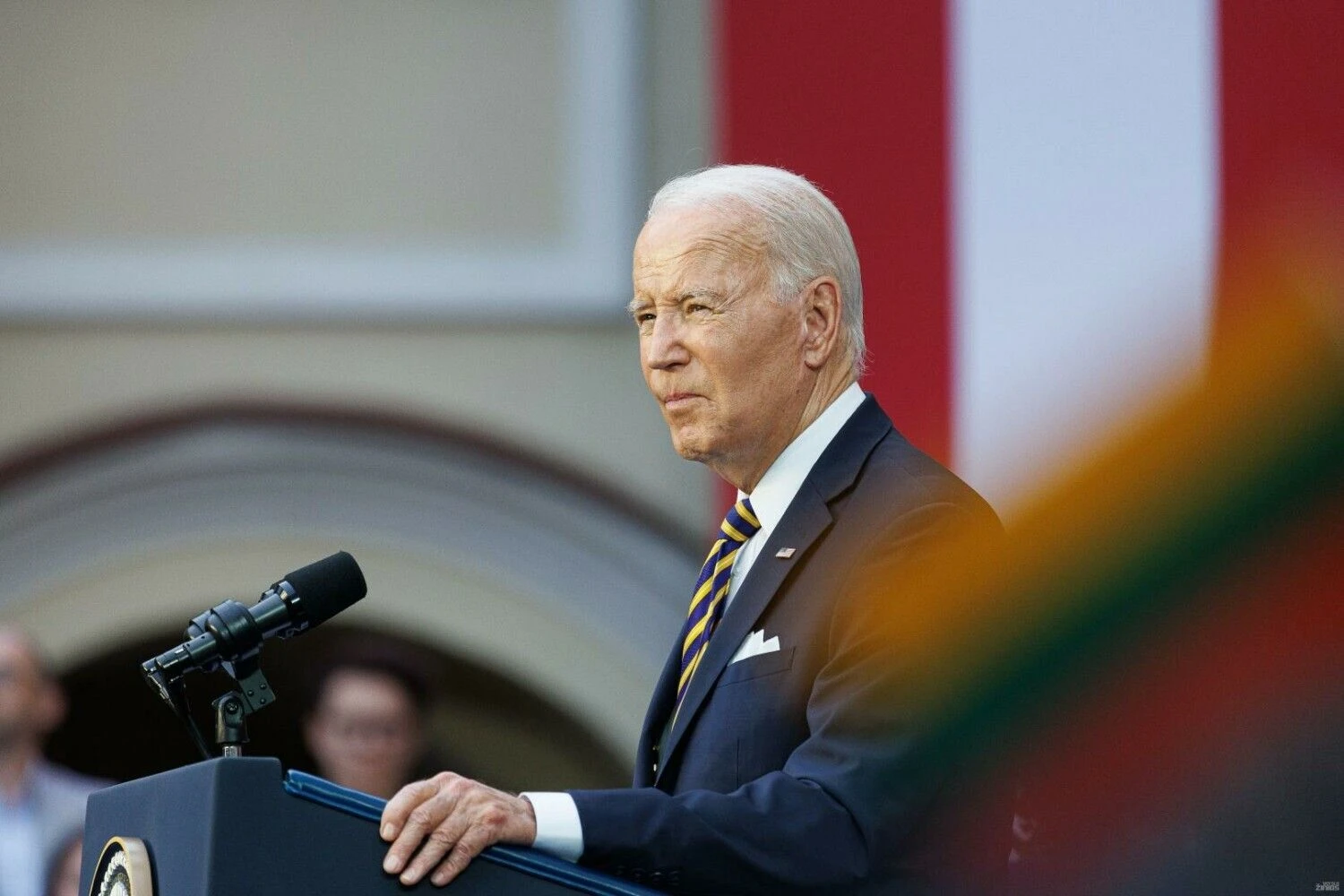 JAV prezidento Joe Bideno kalba Vilniaus universitete. Vladimiro Ivanovo (VŽ) nuotr.